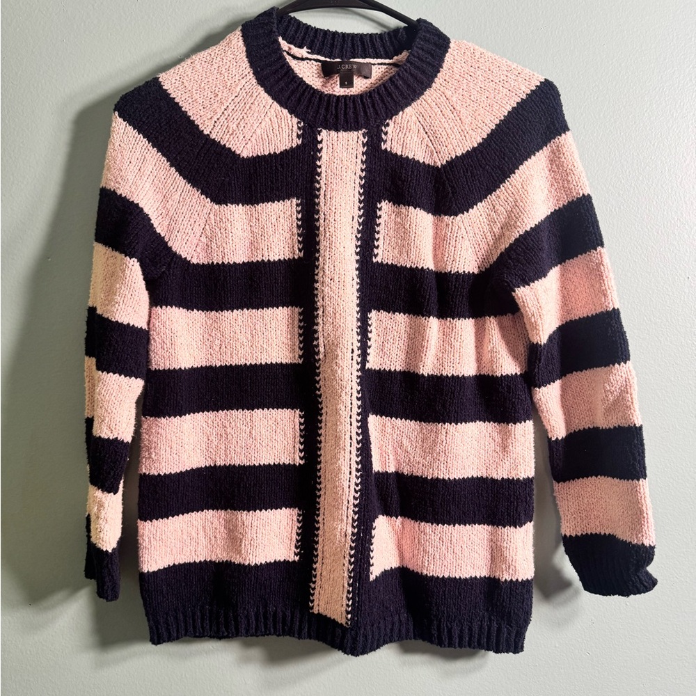 J. Crew , size small, navy blue and cream, striped sweater.